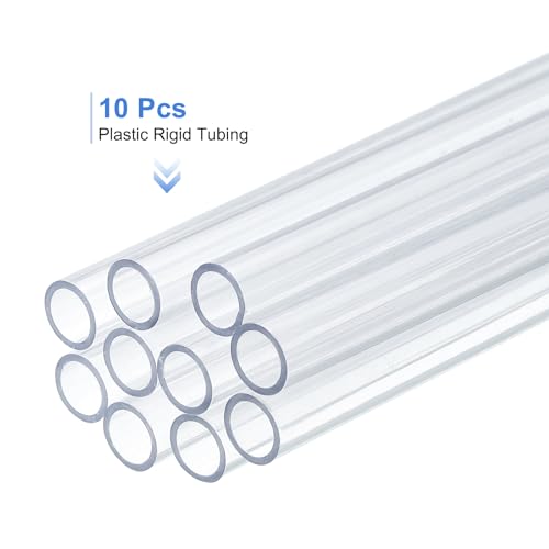 uxcell 10 Pcs Clear Plastic Rigid Tubing 7mm ID x 9mm OD, 0.5 Meters Length Round Polycarbonate Tubing for Aquarium Water Pipe, Water Cooling System, Plumbing - size: 7mm x 9mm