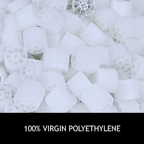 Moving Bed Bio Filter Media - 20mm, White, for Koi Ponds, Aquariums, Aquaculture, Aquaponics (100 pcs)