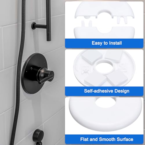 uxcell 4pcs Wall Split Flange 85mm / 3.3" OD Escutcheon Plate ABS Round Self-Adhesive Plumbing Cover Plates for 26mm / 1" Dia Water Pipe Faucet Decoration Accessories, White - color: White, size: 26mm