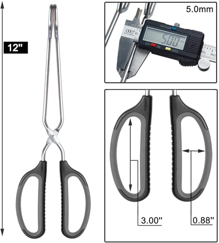 HINMAY Scissor Tongs with Comfort-Grip Handle 12-Inch Cooking Tongs (Black Handle) - size: 12"
