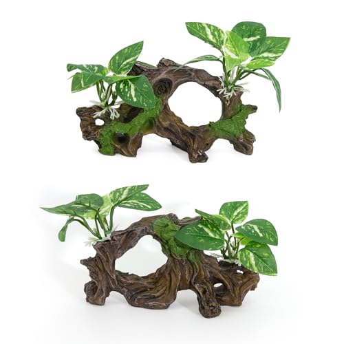 Driftwood Cave Aquarium Decor Silk Aquarium Plants for Betta Fish Tank Accessories Decorations
