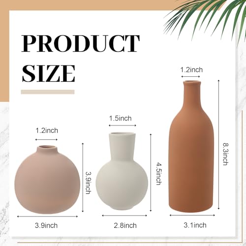 6 Pieces Ceramic Vase Set for Table Centerpieces Decor Include Wood Chain Link Bead Garland Boho Rustic Serving Tray for Home Table Living Room Dining Decoration(Natural) - color: Natural