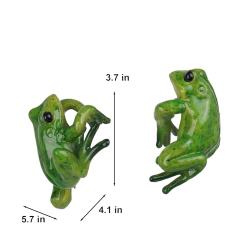 Frog Décor Plant Decorations Pots – Set 2 Cute Resin Fairy Garden Figurine Plant Decorations Cute Resin Fairy Figure Accessories Plant Pot Decorations 5.7 * 4.1 * 3.7 inch