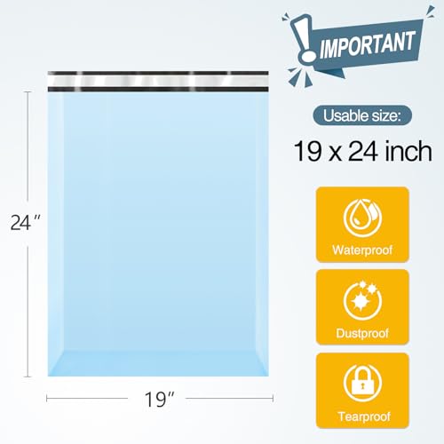 Famagic Poly Mailers 19x24 Inches 50 Pcs Light Blue Packaging Shipping Bags Mailing Envelopes Bag Self-Seal Waterproof and Tear-Proof Poly Mailers Bags for Small Business Clothing Boutique - color: Light Blue, size: 19x24