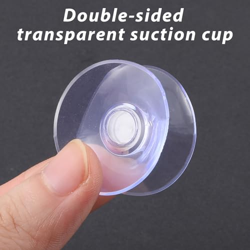 20 Pcs Double Sided Suction Cups, 1.2 Inch Clear Plastic Sucker Pads Clear Silicone Bumpers Small Suction Cups Glass Table, Mirror, Aquarium
