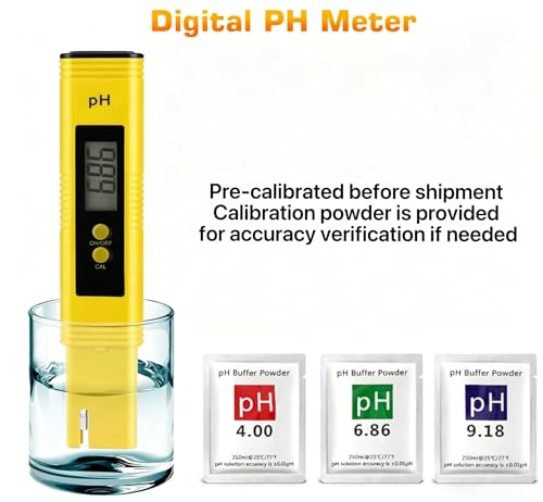 Digital pH Meter Tester Pen for Water, Pre-Calibrated, High Accuracy ±0.01, 0–14 pH Range, Pocket Size for Drinking Water, Pool, Aquarium & Hydroponics (Yellow) - color: Yellow