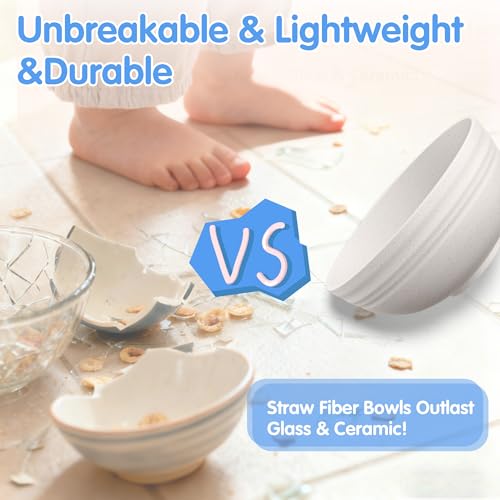 Quatish 10 PCS Unbreakable Cereal Bowls,Dishwasher & Microwave Safe Wheat Straw Bowls, Easy-to-Clean Lightweight Desserts & Soup Bowl, Portable for Picnics ，Snack Plastic Bowls Set,Beige - color: Beige