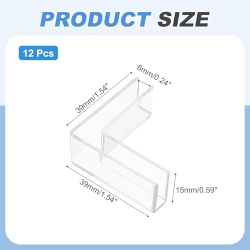 uxcell 12Pcs Plastic Glass Connector, Suitable for 6mm Thick l Shaped Glass to Glass Clamp, Fixing Bracket Rimless Clip Holder for Aquarium Fish Tank Display Shelves, Transparent - color: Transparent, size: 6mm