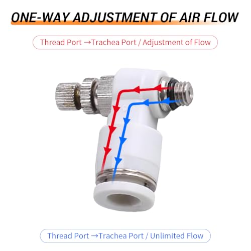 10Pcs Push to Connect Air Flow Control Valve, White 5/16in Tube OD x M5 Male Thread 90 Degree Elbow Speed Control Valve Pneumatic Connector Quick Fittings - size: Male Thread M5 x White_Standard (10pcs)