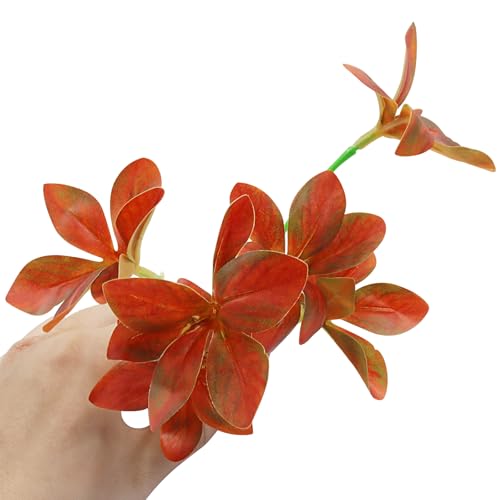 Aquarium Plants Fish Tank Decorations 6.69 Inch Artificial Plastic Plants with Weighted Base, Soft Silk Leaves Realistic Design for Betta Fish Reptile Tank Habitat Decor (Red Type-A) - color: Red Type-a, size: 6.7 in