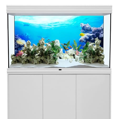 AWERT 24x12 inches Underwater Aquarium Background Colorful Coral Tropical Fish Undersea World Fish Tank Background Vinyl - size: 24x12in/60x30cm