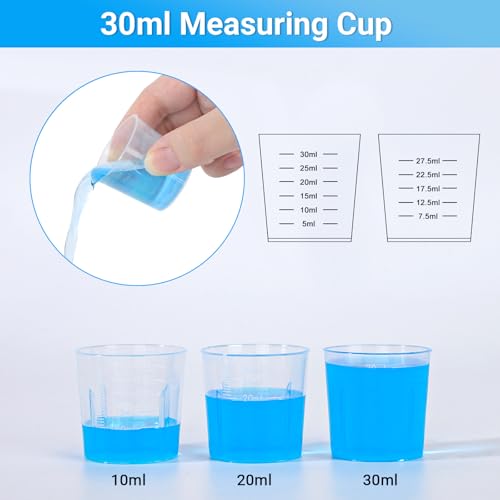 Gartful Resin Measuring Cups and Sticks, 200PCS Disposable Mixing Cups Set - 100PCS 30ml Graduated Measuring Cups and 100PCS Pointed Stir Sticks for Epoxy Resin, Glue, Paint Pouring - color: Clear cups+point stick, size: 30ml