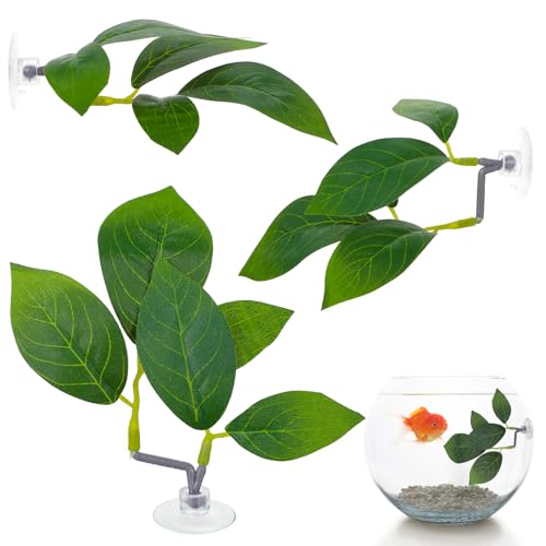 3 Pcs Betta Fish Leaf Pad, Betta Leaf Hammock Fish Tank Decorations Aquarium Decor Simulating The Natural Habitat for Sleeping Resting Hiding Playing Breeding with Plastic Suction Cup