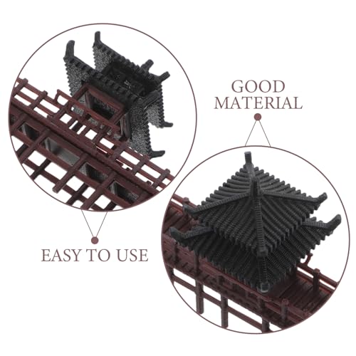 Miniature Pavilion Model Chinese Style Bridge Ornament for Aquarium and Bonsai Decor Compact Ancient Architecture Statue for Micro Landscape
