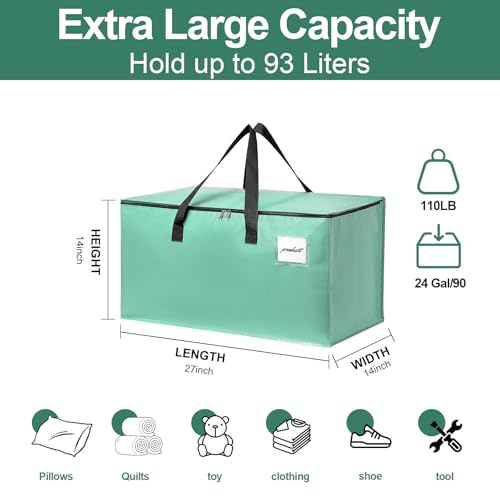 Moving Bags Heavy Duty Mint Green – Large Packing Bags for Moving, Extra Large Storage Totes with Zippers and Handles - color: Mint Green