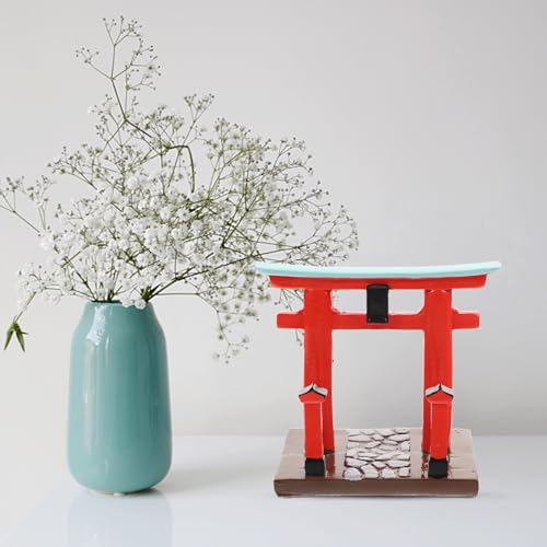 Garneck Japanese Torii Gate Shinto Ornament Shrine Temple Fairy Zen Gardens Decor Japan Altar Shelf Torii Gate Statue Landscape Miniatures for Home Fish Tank Aquarium Decorations
