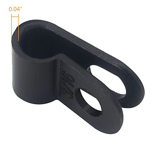 Cable Clamp R-Type Cable Clip Wire Clamp 3/16" Nylon Screw Mounting Cord Fastener Clips with Screws for Wire Management - Black - 50 Pcs - size: 3/16" Black
