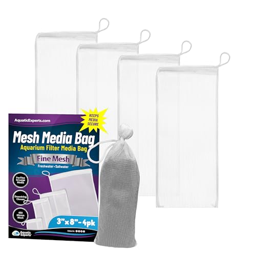 Aquatic Experts Fine Aquarium Media Bag, Durable Drawstring Bags for Fish Tank Filters, 450 Micron Mesh, (Fine, 3"x 8" - 4 Pack) - size: 3” x 8” – 4 pack