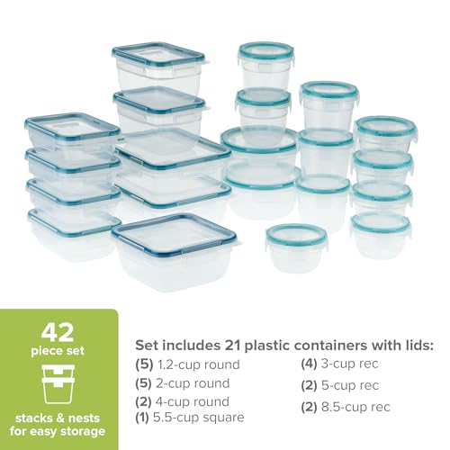 Snapware Plastic Total Solution (21-Pack) Large Food Storage Containers Set, Meal Prep Containers with Plastic BPA-Free Lids & 4 Locking Tabs, Microwave, Dishwasher, and Freezer Safe - size: 21 Pack, style: Mixed Sizes