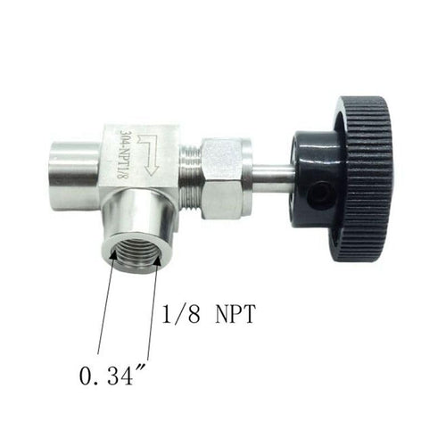 1 Piece Stainless Steel 304 Instrument Gas Angle Needle Valve 1/8" NPT Female x 1/8 NPT Female - size: Angle 1/8" NPT F x F