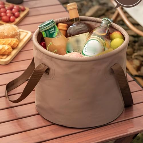 Water Container Foldable Bucket Camping Water Storage Container,Portable Foldable Sink Water Sink for Travel Hiking Fishing Boating Gardening Water Storage Tank for Hiking - color: Bruin