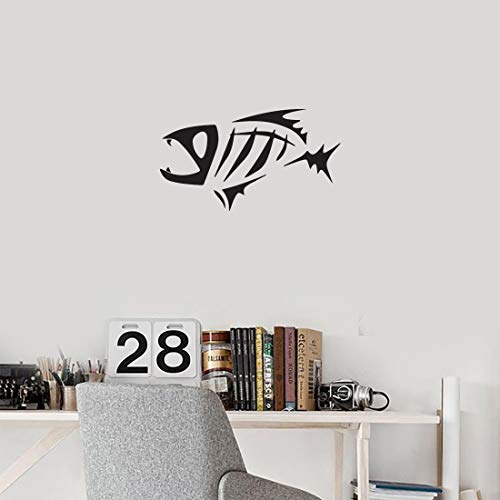 Fish Skeleton (Black) (Set Of 2) Premium Waterproof Vinyl Decal Stickers For Laptop Phone Accessory Helmet Car Window Bumper Mug Tuber Cup Door Wall Decoration - color: Black, size: 5.8 inches x 3.2 inches