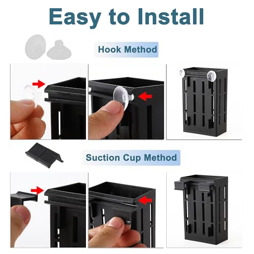 Aquarium Plant Holder, Fish Tank Plant Holder, Aquarium Plant Holder with Hooks and Suction Cups, Aquarium Plant Pots for Hanging Plants and Plant Cultivation, Black, 1 Set - color: Black