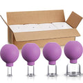 BBTO 4 Pieces Glass Cupping Set Glass Silicone Cupping Cups Massage Vacuum Suction Cupping Cups for Body Face Leg Arm Back Shoulder Muscle and Joint Pain (Purple) - color: Purple