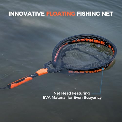 KastKing Titanet Fishing Net, Durable Aluminum Handle, Non-Slip Hi-Vis Grip, Compact Bag & Lanyard, Ideal for Kayak, Lake, Fly, or River Fishing, 2 Net Options - size: 26" Total Length (Fixed Handle), style: Pvc Net