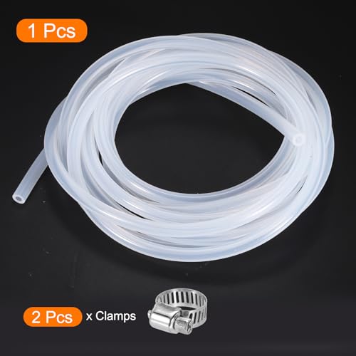 MECCANIXITY 10ft Clear Silicone Rubber Tubing 1/8" ID 1/4" OD Plastic Tube Flexible Air Hose for Brewing, Wine Making, Pump Siphon, 3mm x 6mm, with 2pcs Clamps - color: Clear, size: 1/8" x 1/4"