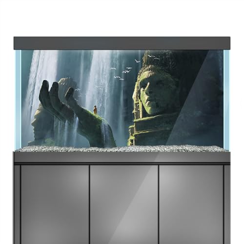 Aquarium Background Stickers - Buddha Statue India - Fish Tank Reptile Terrarium Decor Poster (75 x 50 cm / (29.5 x 19.6 inches)) - size: 75 x 50 cm / (29.5 x 19.6 inches)