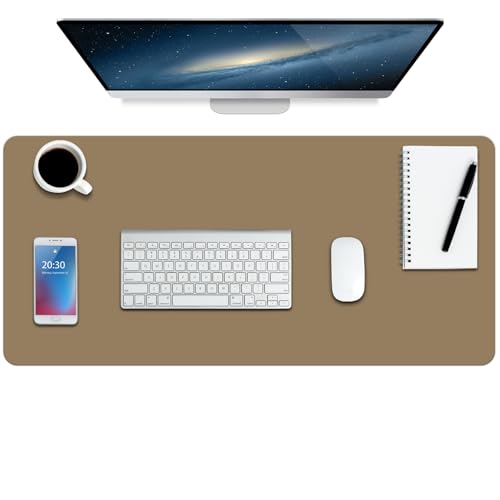 Boutilon Leather Desk Pad Protector,Non-Slip Mouse Pad,Laptop Desk Pad,Office Mouse Mat,Waterproof Leather Desk Blotter,Desk Writing Pad for Office and Home (S-Dark Apricot,24"x 14") - color: Dark Apricot, size: S 24" x 14"