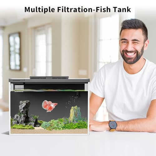 ERAARK 4 Gallon Betta Fish Tank,Smart APP Control Aquarium with Filter,Light,Water Pump,Self Cleaning
