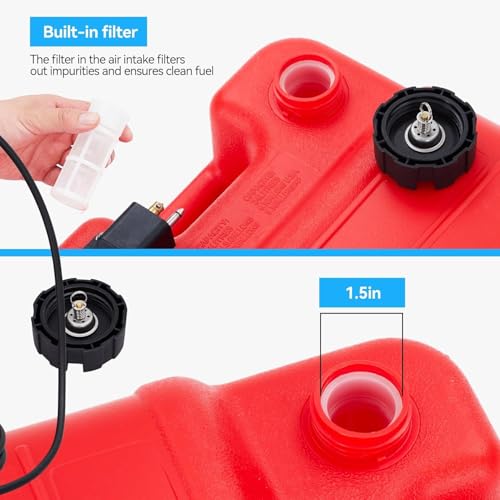 Portable Boat Fuel Gas Tank, 6 Gallon/24L Outboard Marine Boat Tank with Transfer Hose & Gauge for Outboard Engine, Yacht, Fishing Boat - size: 6 Gal