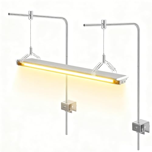Aquarium Light Riser, 2PCS Aquarium Light Hanging Kit, Adjustable Height Stainless Steel Aquarium Light Stand Holder Bracket for Freshwater & Saltwater Aquariums, 15.74×9.84in (with Crystal Clip) - style: With crystal clip