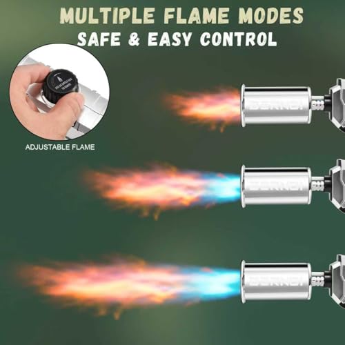 Powerful Propane Torch Gun, Kitchen Torch With Adjustable Flame, Flamethrower Blow Torch for BBQ, Campfire, Searing Steak, Camping (Propane Tank Not Included) - color: Option 3