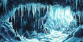 30X18IN Ice and Snow Background Aquarium Background, 3D Image of Underwater Fish Tank Decoration, Cave Icicle Greenery Terrarium Background with 10 EVA Double-Sided Tape