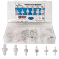 28 Pcs Plastic Check Valves, Plug-in Barb One Way Vacuum Check Valves for Liquids and Gases (1/8, 5/32, 1/4, 5/16, 3/8, 1/2 inch)