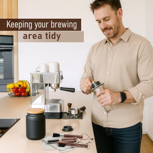Takavu Coffee Grinder Cleaning Kit – 5pcs Boar Bristle Grinder Brush, Detail Scrub Brush, Steam Wand Brushes & Microfiber Towel for Espresso Machine Coffee Maker Pour Over - color: Kit