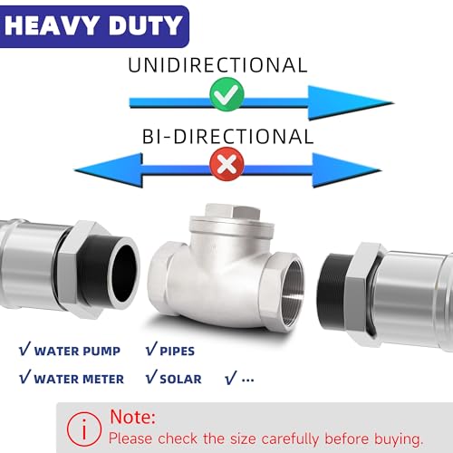 1-1/4" NPT Horizontal Check Valve, Stainless Steel Non Return Swing Check Valve, Level One Way Counterflow Valve to Prevent the Medium Backflow for Oil Water Gas Air（1-1/4", DN32） - size: 1-1/4"-NPT