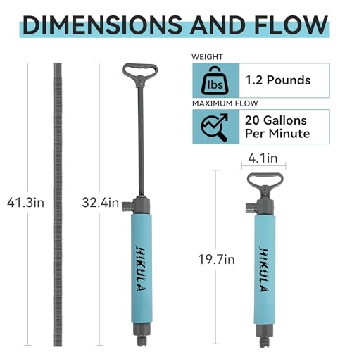 Manual Bilge Pump for Boats Kayak Canoe - Portable Siphon Pump, Kayak Bailer with Reversible Hose,Blue,19 Inch - color: Blue, size: Large