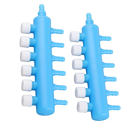 Fishtank Air Splitter, 2pcs Aquarium Air Flowing Control Lever Valve Pipe Distributor Aquarium Oxygen Pump Adapter Accessory 4 Way Outlet Fish Tank Air Splitter (One Minute six) - size: One minute six, style: One minute six