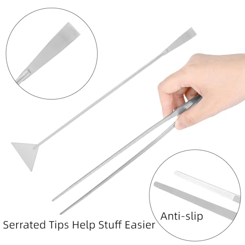 Aquarium Aquascaping Tool Stainless Steel Aquascape Tools Kit 4 in 1 Anti-Rust Fish Tank Starter Kit with Tweezers Scissors Spatula for Aquarium Plants (Silver) - color: Silver