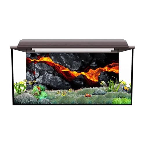 Fish Tank Background Aquarium Background Sticker Volcanic Lava Poster Fish Tank Decoration Self Adhesive Wallpaper 3D Background(40x80cm) - size: 40x80cm