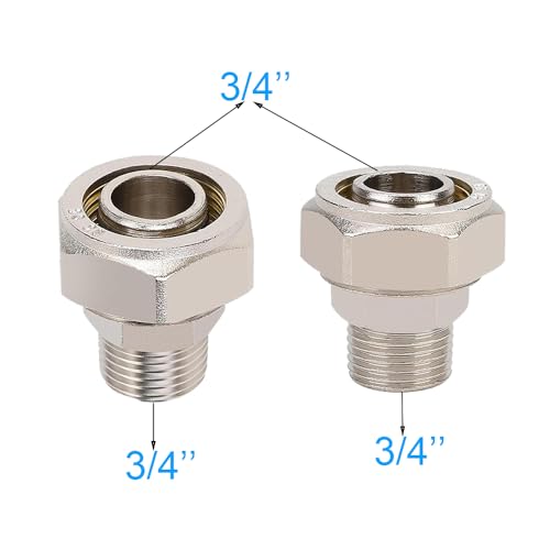3/4''Straight Air Piping Fittings,Shop Compressed Air Line System fittings, Brass-Nickel Plated Rapid Air System Fittings 3/4"Tubing x 3/4" Male NPT Threads Adapter Fittings 2 pcs - size: 3/4