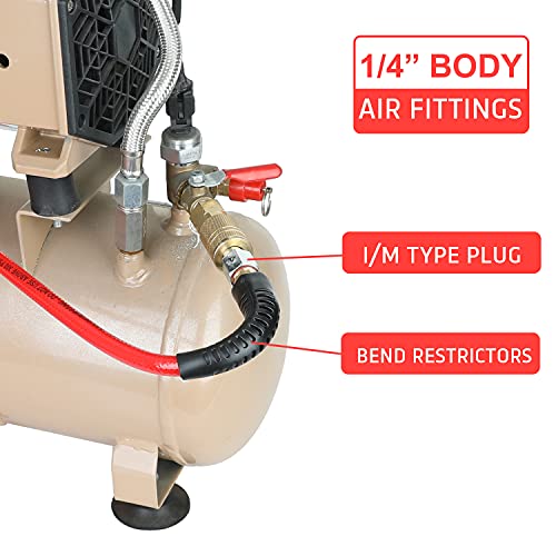 Hromee 1/4-Inch x 10ft Polyurethane Recoil Air Hose with Fittings Compressor Hose with 1/4 in. Industrial NPT Coupler and Plug Kit, Red - size: 10FT