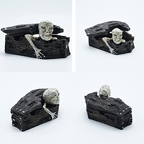 Skull Aquarium Fish Tank Decorations Decor (Set of 3) Devil Death Mummy Statue Sculpture Reptile Turtle Lizard Spider Tanks Terrarium Décor Ornament Pet - color: Skull & Devil