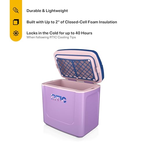 RTIC 8 QT Road Trip Personal Cooler, Small, Compact, Insulated, Portable Ice Chest Box for Food, Drink, Beverage, Beach, Camping, Picnic, Fishing, Boat, 12-Can Capacity - color: Snowy Peak
