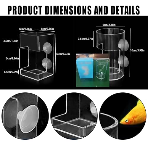 No Mess Aquarium Feeder, Acrylic Clear Fish Tank Feeder with Suction Cup, Preventing Food Scattering Feeding Tray Hollow Floating Sinking Shrimp Food Holders (Round,1) - color: Round