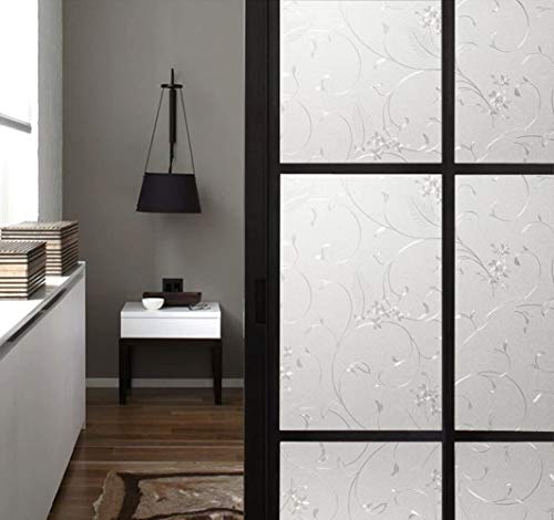 Niviy Static Cling Non-Adhesive Window Film Frosted Glass Film Bathroom Door Glass Decoration Window Film Privacy Covering (11.8"x 78.7") - color: Pure, size: 11.8'' x 78.7''